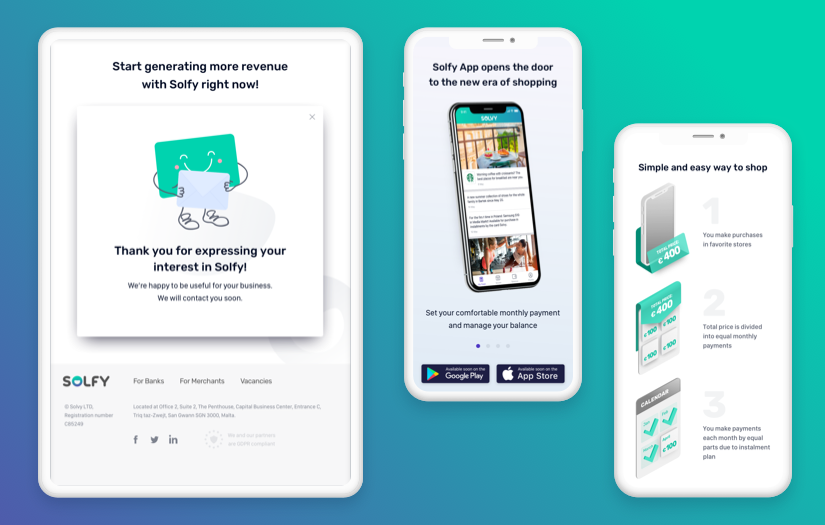 Website for Solfie Instalment Card service screenshot 2